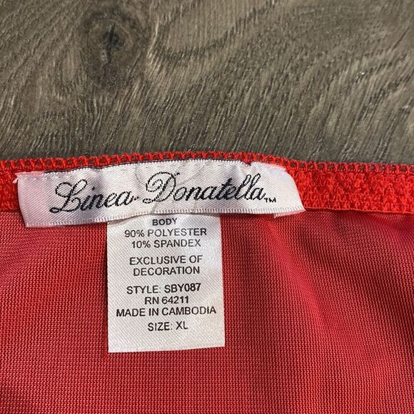 Linea Donatella Red Baby Doll Velour Christmas Slip  Dress Size XL - Picture 10 of 12